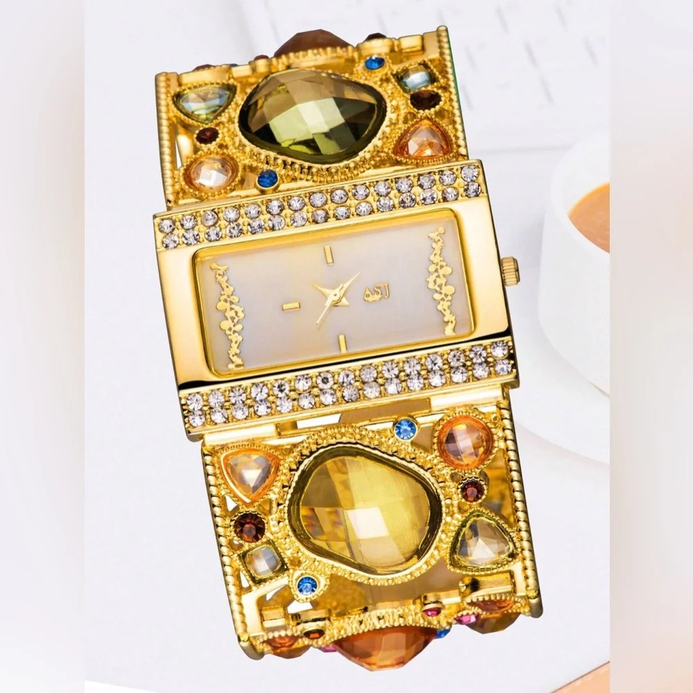 🆕 Gemstone Encrusted Bracelet Watch